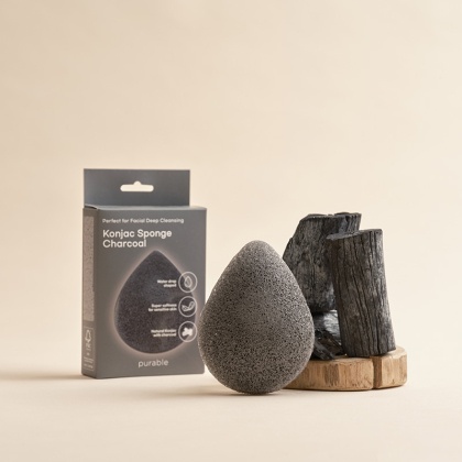 Спонж из конжака для чистки лица с углем Purable Konjac Sponge - Charcoal (4604)
