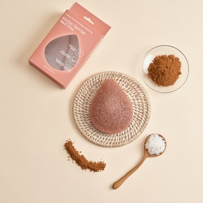Спонж из конжака для чистки лица с красной глиной Purable Konjac Sponge - Red Clay (4607)